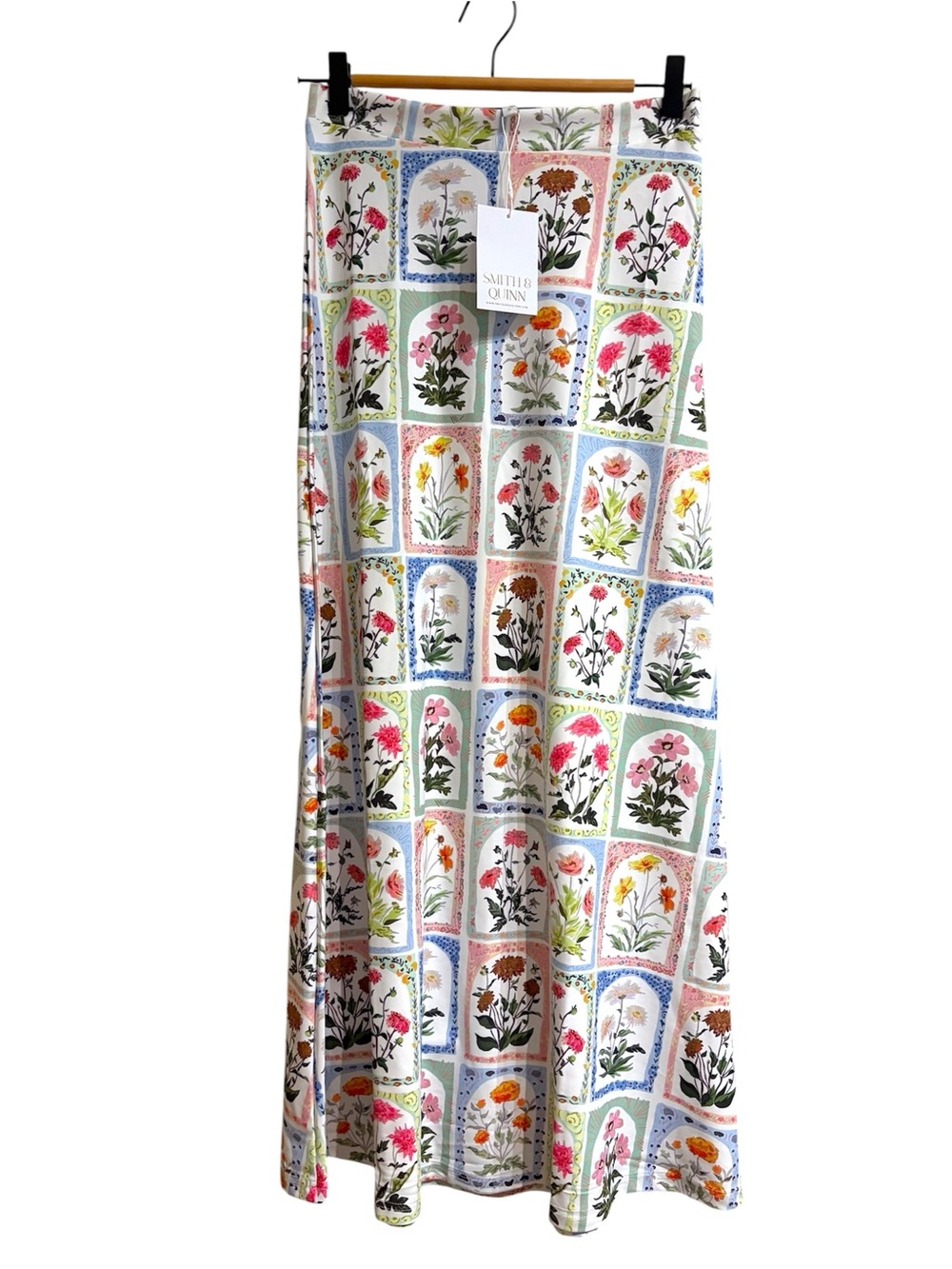 Smith & Quinn Margot Midi Skirt Flower Box Botanical Floral Grid Size Small - Picture 3 of 8